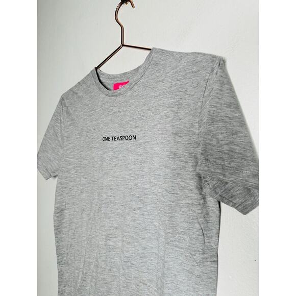 ONE TEASPOON Grey Marl Logo Crewneck Short Sleeve T-shirt NWT Size XXS - Picture 3 of 6